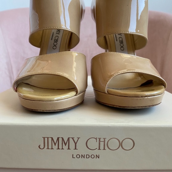 Jimmy Choo Nude Patent Leather Heels - Picture 3 of 15